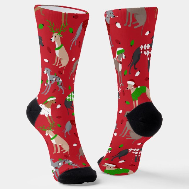Chaussette Chaussettes de chien de Noël italiennes Greyhound (Angulaire)