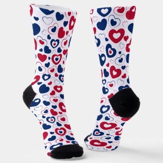 Chaussette Chaussettes de coeur rouge et bleu