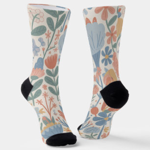 Chaussette Chaussettes de crêpe à fleurs sauvages botaniques