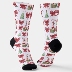 Chaussette Chaussettes de Crew à motif de Noël aquarelle fest