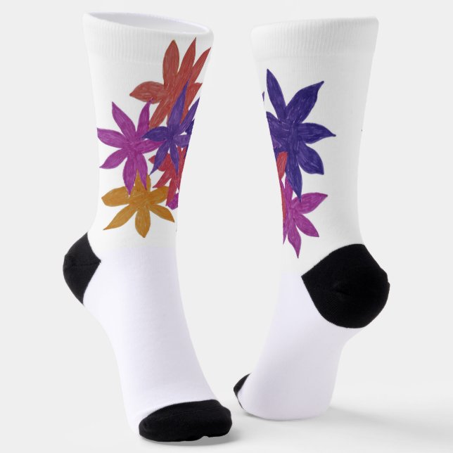 Chaussette Chaussettes de design floral dessinées à la main (Angulaire)