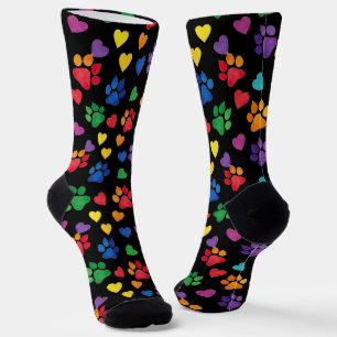Chaussette Chaussettes de équipage Empreintes de pattes et cœ