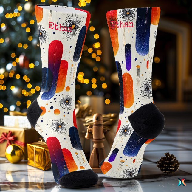 Chaussette Chaussettes de fête avec rouge, orange et bleu Abs (Créateur téléchargé)