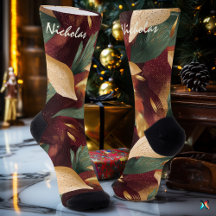 Chaussettes de feuillage d'automne en bordeaux, ve