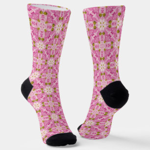 Chaussette chaussettes de fleurs de croix rose