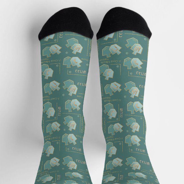 Chaussette Chaussettes de Hanukkah "Dreidels sarcelles" (Haut)