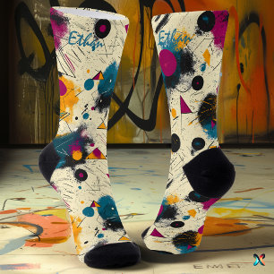 Chaussette Chaussettes de mouvement Abstraites en Turquoise,