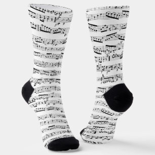 Chaussette Chaussettes de musique noir et blanc - Notes music