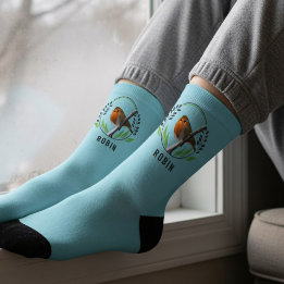 Chaussette Chaussettes de Noël bleues de Robin Bird sur une b