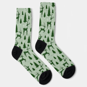 Chaussette Chaussettes de Noël, cerfs verts et arbres