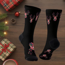 Chaussettes de Noël Pixel Reindeer Ugly Sweater
