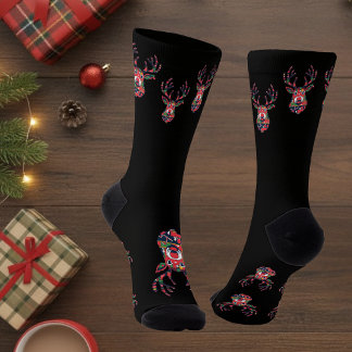 Chaussette Chaussettes de Noël Pixel Reindeer Ugly Sweater