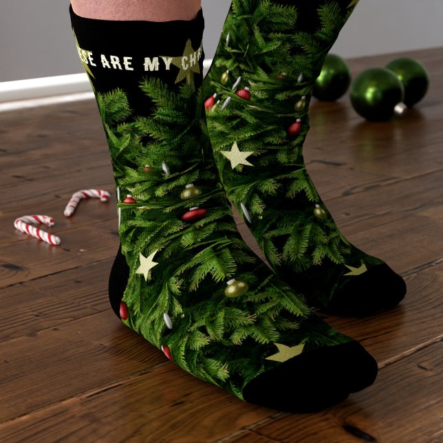 Chaussette Chaussettes de pin de Noël Funny Festive Mens Cade (These are your Christmas tree socks. Makes a great gift for him or her. Just add your name or text)