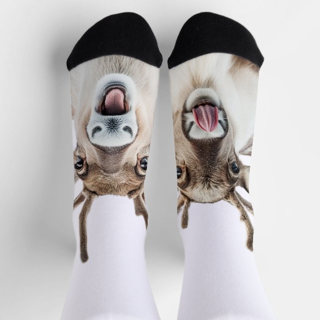 Chaussette Chaussettes de rennes festives aux visages soyeux (Haut)