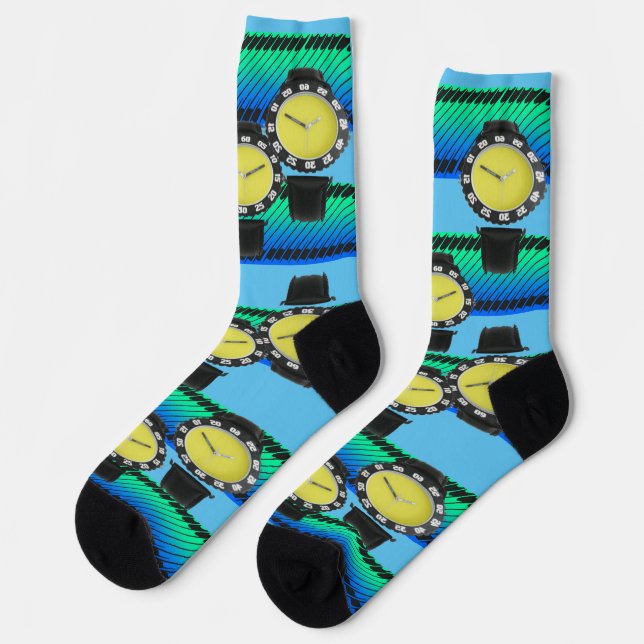 Chaussette Chaussettes de surveillance bleu clair amusant (Gauche)