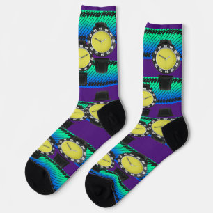 Chaussette Chaussettes de surveillance violette amusantes
