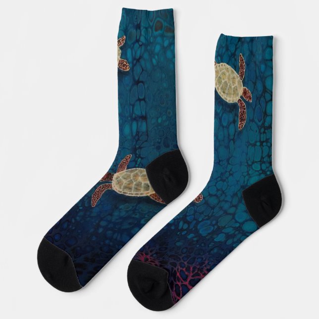 Chaussette Chaussettes de tortues de mer, design peint (Gauche)