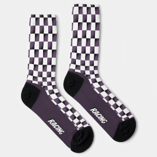 Chaussette Chaussettes De Vérification De Course Violet Et Bl