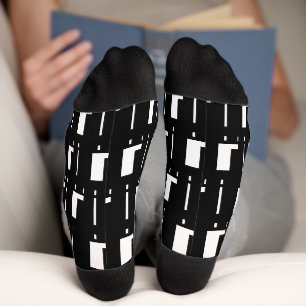 Chaussette Chaussettes d'équipage 4Ann géométriques noir et b