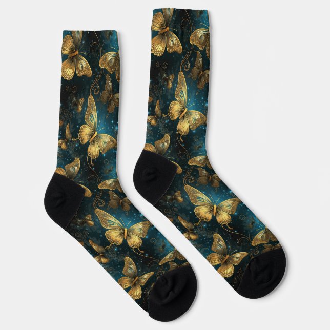 Chaussette Chaussettes d'équipage à papillons dorés (Droite)