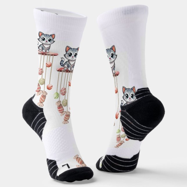 Chaussette Chaussettes d'équipage Chat Kitten Serpent floral (Angulaire)