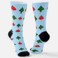 Chaussettes d'équipage de champignons Festifs Bleu