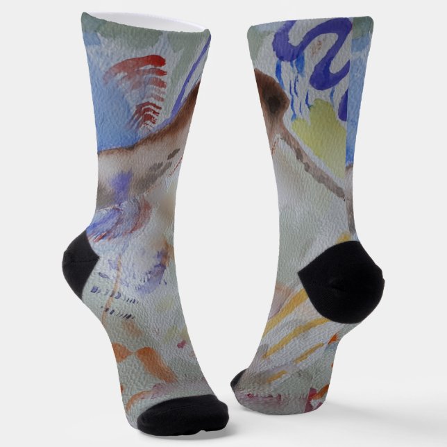 Chaussette Chaussettes d'équipage de colibri d'aquarelle (Angulaire)