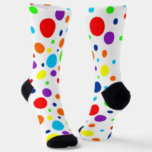 Chaussette Chaussettes d'équipage de points Arc-en-ciel blanc