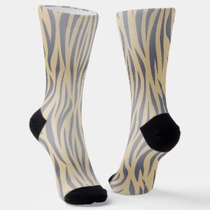 Chaussette Chaussettes d'équipage en bande tan et noir Zebra