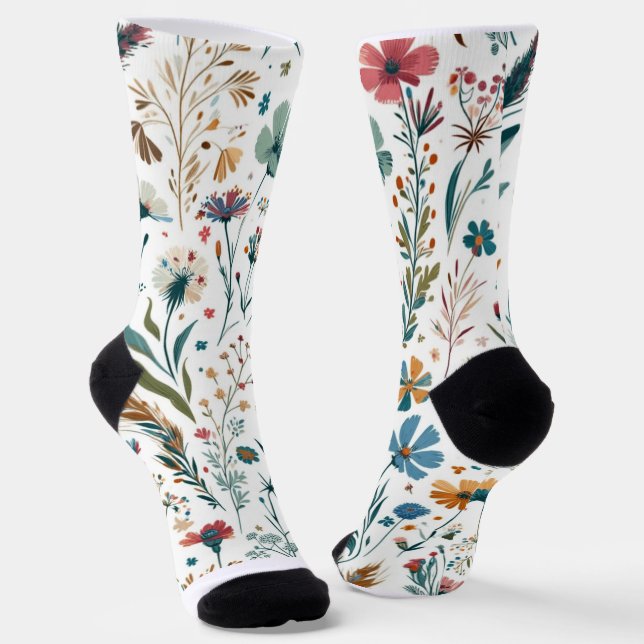 Chaussette Chaussettes d'équipage floral "Meadow Whispers" (Angulaire)