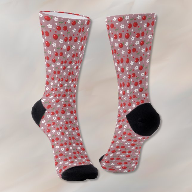 Chaussette Chaussettes d'équipage Motif Cute Cherry (Cute cherry pattern crew socks .)