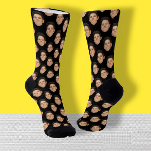 Chaussette Chaussettes d'équipage noir photo personnalisées