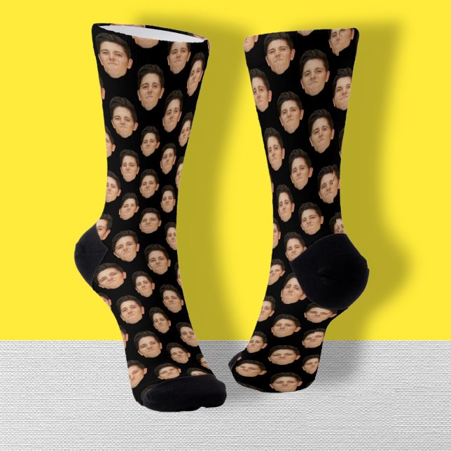 Chaussette Chaussettes d'équipage noir photo personnalisées (Créateur téléchargé)