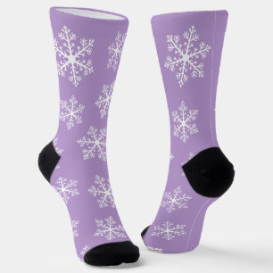 Chaussette Chaussettes d'équipage pourpres de flocon de neige