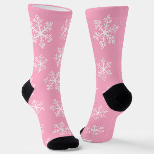 Chaussette Chaussettes d'équipage rose Flocon de neige