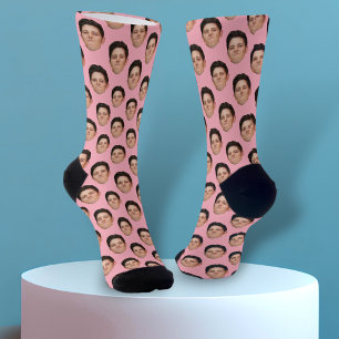 Chaussette Chaussettes d'équipage rose pâle photo personnalis