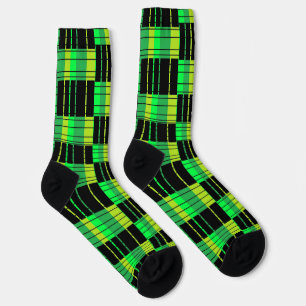 Chaussette Chaussettes d'équipage vertes et noires avec desig