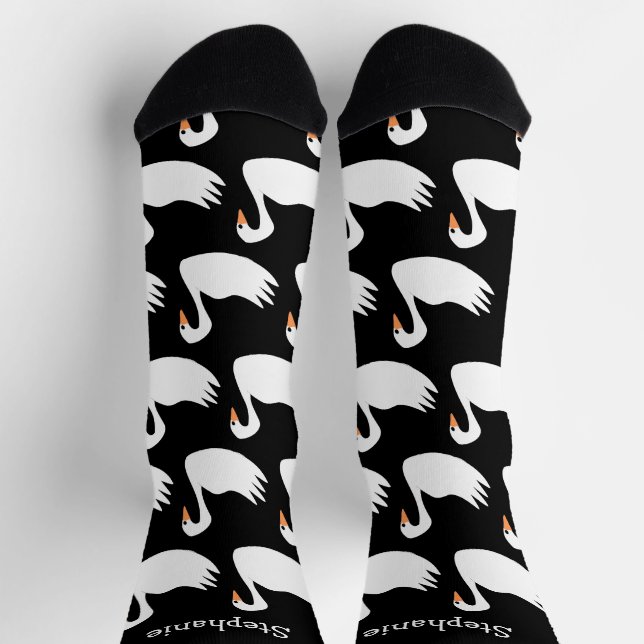 Chaussette Chaussettes Design cygne blanc (Haut)