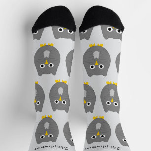 Chaussette Chaussettes Dessin de Hibou Gris