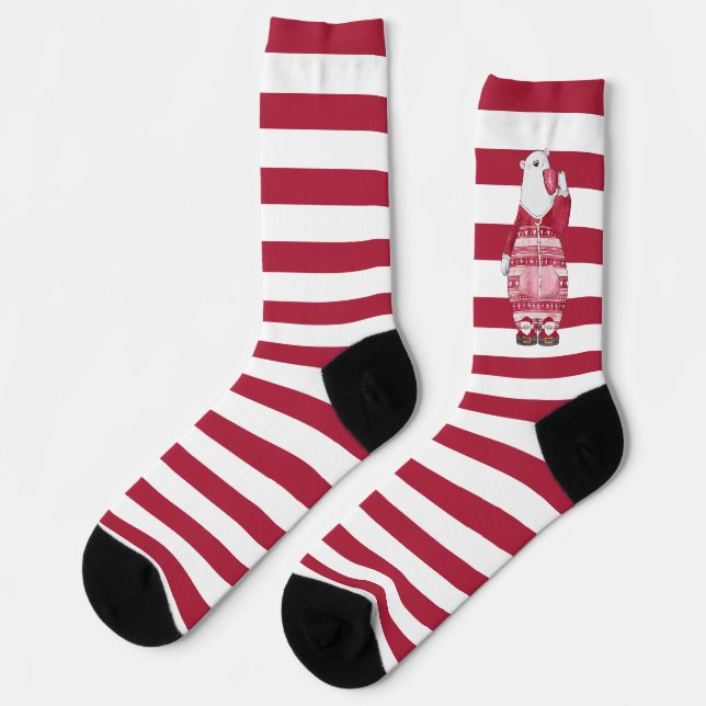 Chaussette Chaussettes d'ours polaires Festive Striped (Gauche)