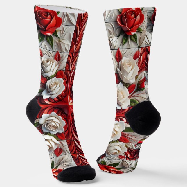 Chaussette Chaussettes durables pour hommes avec Rose anglais (Angulaire)