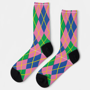 Chaussette Chaussettes écossaises vertes roses et bleues
