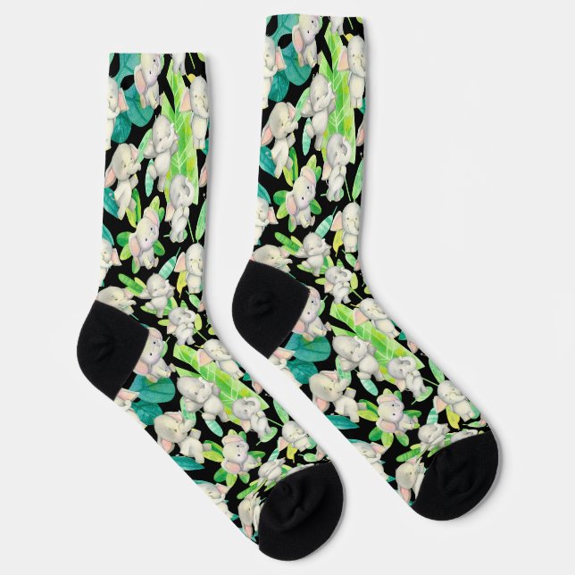 Chaussette Chaussettes éléphantes Safari vert (Droite)