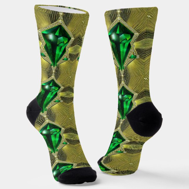 Chaussette Chaussettes Émeraude Verte Et Motif Diamant (Angulaire)