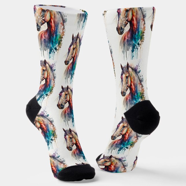 Chaussette Chaussettes équestres pour chevaux d'aquarelle (Angulaire)