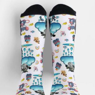 Chaussette Chaussettes Équipage Chat Chien Souris Arc-en-ciel