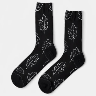 Chaussette Chaussettes feuille d'automne noir et blanc Mini