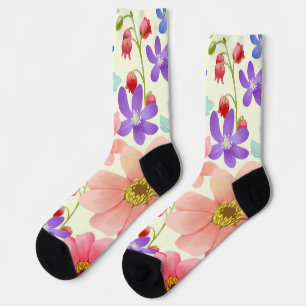 Chaussette Chaussettes florales avec orteils et talons noirs