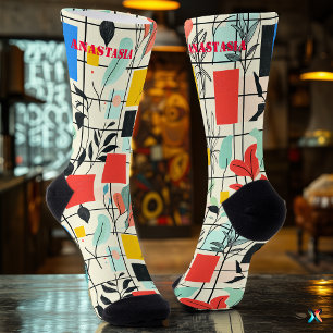 Chaussette Chaussettes Florales Élégantes avec Blocs de Coule