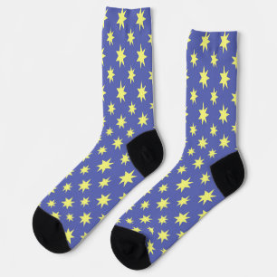 Chaussette Chaussettes folles d'Art Funky Star jaune et bleu